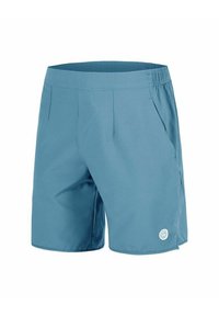 Pantalones cortos azules fabricados en un material ligero, con una cinturilla elástica, bolsillos laterales y un pequeño detalle de logo en el dobladillo.