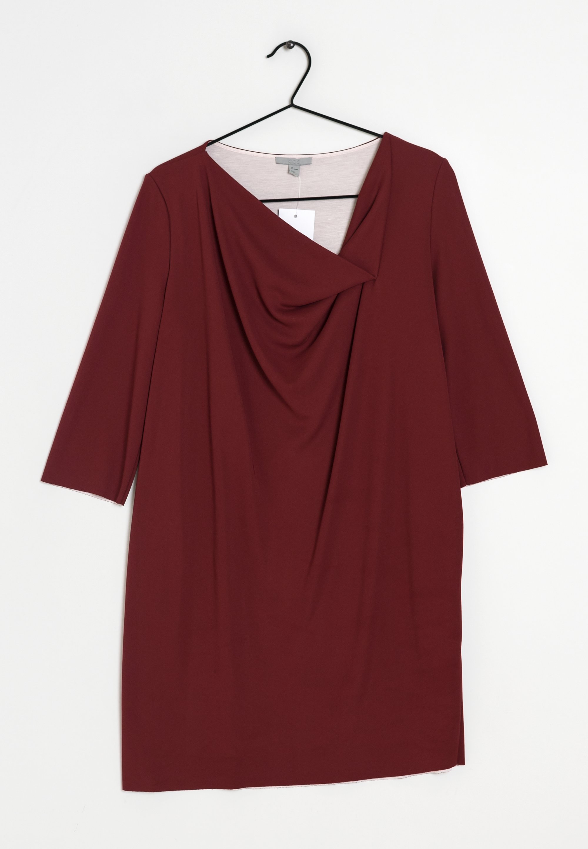 cos burgundy dress COS Burgundy Two Tone Midi Dress Size M – OWNI