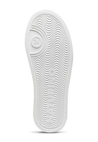 Bílá gumová podrážka s vlnkovou texturou, vyražené logo "NATURINO" a číslo "24" v kruhovém tvaru. Plackový design bez výrazného podpatku.