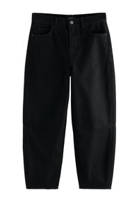 Sorte cowboybukser med afslappet pasform, der har to forlommer og en enkelt baglomme. Stoffet har en glat tekstur og minimale syningsdetaljer.