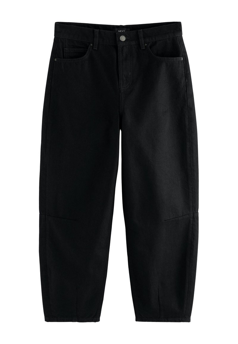 Sorte cowboybukser med afslappet pasform, der har to forlommer og en enkelt baglomme. Stoffet har en glat tekstur og minimale syningsdetaljer.