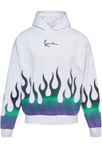Karl Kani SMALL SIGNATURE FLAME OS - Kapucnis pulóver - white
