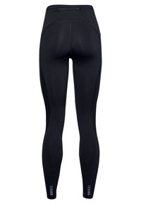 Leggings neri con vita alta, caratterizzati da pannelli in rete sui lati e dettagli riflettenti alle caviglie per una maggiore visibilità.