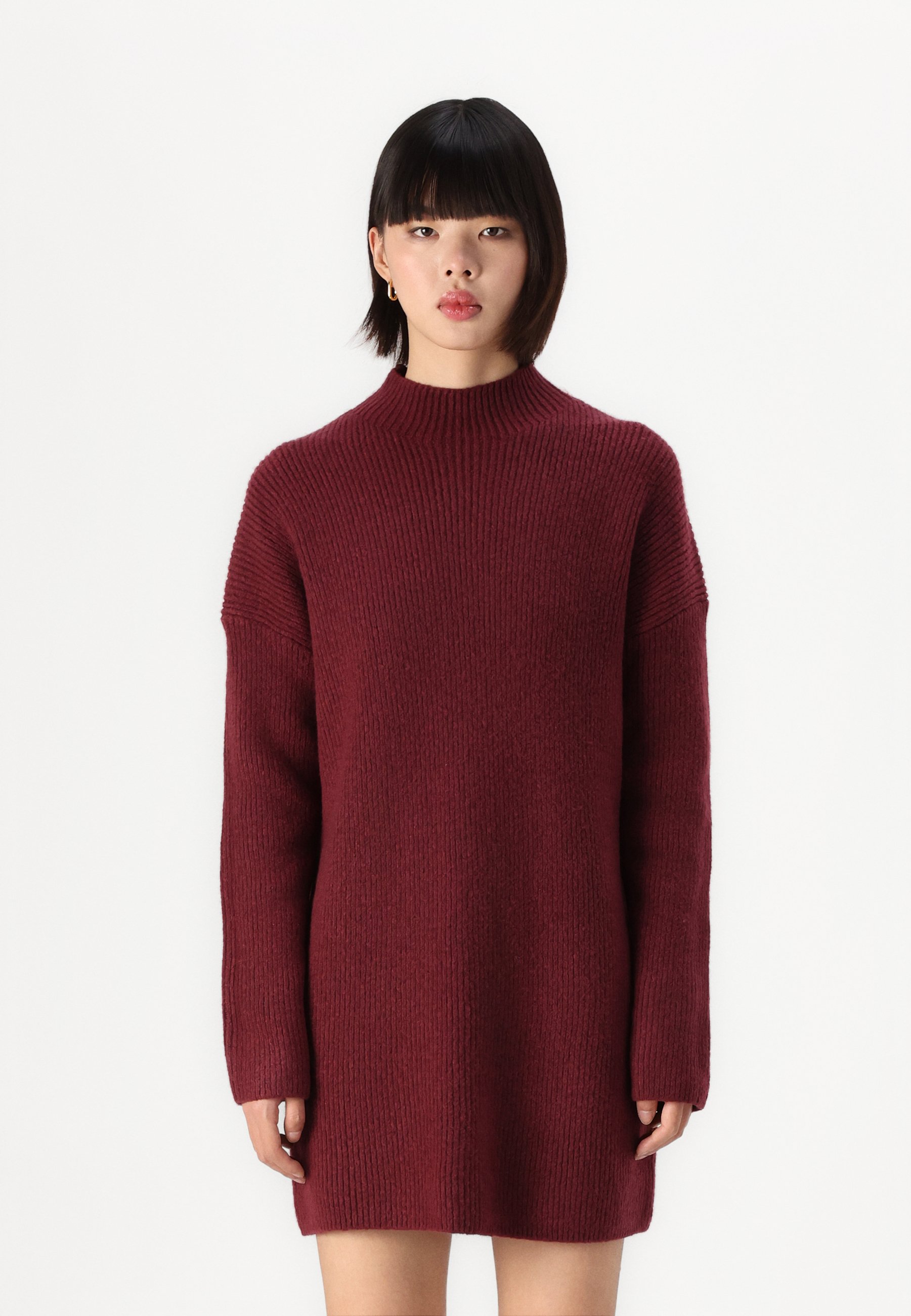 Abercrombie & Fitch Easy Mockneck Mini Sweater Dress - Jumper dress - red  dahlia/red - Zalando.ie