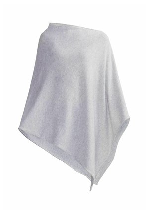 Hellgraue ponchoförmige Wickeldecke aus weichem Stoff. Verfügt über einen weiten Schnitt, ein schwingendes Design und spitze Enden für vielseitige Stylingmöglichkeiten.