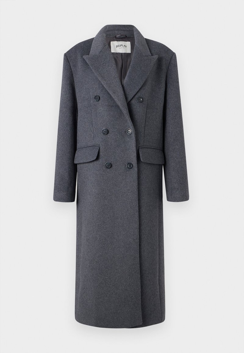 Replay Mantel donkergrijs gemêleerd Replay Mantel donkergrijs gemêleerd
