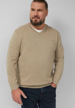 MIT LOGO-STICKEREI - Strickpullover - helles beige