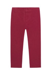 Bordeaux leggings lavet af strækbart bomuld, med en glat tekstur, elastisk talje og en tætsiddende pasform. Ingen mønstre eller accenter.