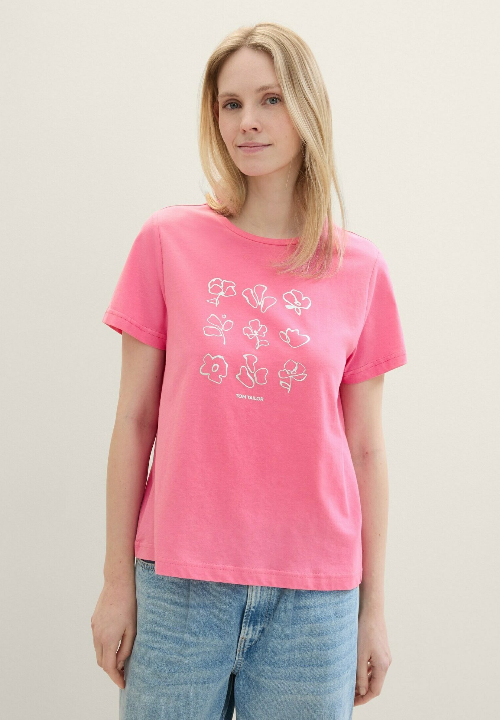 T Shirt Femme Coton T-shirt Tom Tailor Denim - 1012686 - T- Shirt Raye Avec Imprime Coeur