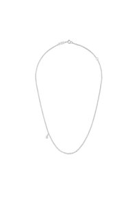 Collana d'argento con un delicato design della catena, caratterizzata da piccoli anelli ovali e un fermaglio a moschettone, che crea un aspetto sottile ed elegante.