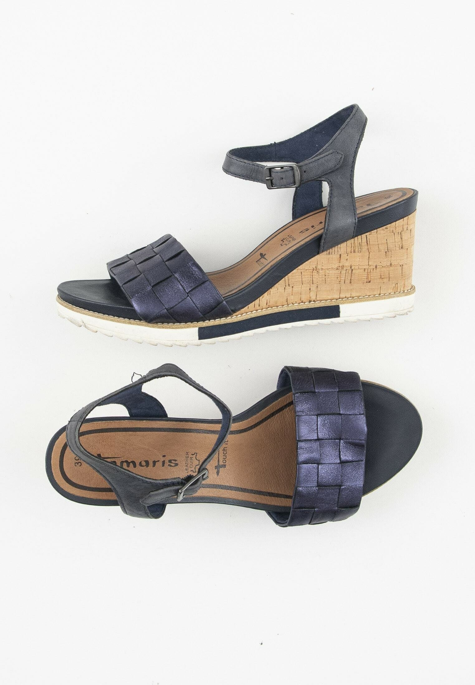 Tamaris Sandalen met sleehak - blue/blauw - (Pre-owned) - Zalando.nl