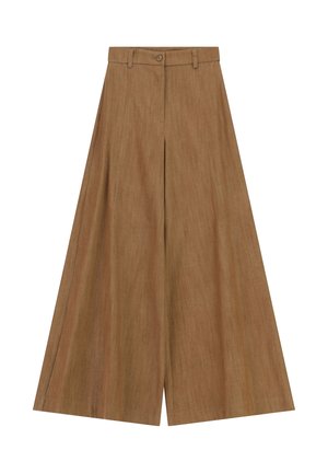Imperial, PANTALONI PALAZZO A VITA ALTA CON GAMBA AMPIA - Pantaloni - cognac