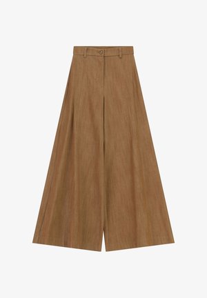 Imperial, PANTALONI PALAZZO A VITA ALTA CON GAMBA AMPIA - Pantaloni - cognac