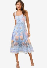 REGULAR FIT - PRINTED BOW SKATER PROM MIDI . - Rochie de zi - blue shell