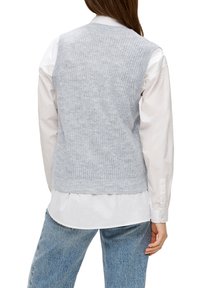 QS MIT V-NECK - Strickpullover - grau meliert