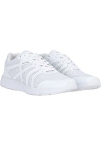 Witte sportieve schoenen met een ademend bovenwerk van mesh, vetersluiting en een gevoerde zool. Kenmerkt zich door gestructureerde zijkanten en minimale branding.