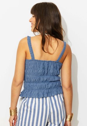 Promod, TOP FRONCÉ À BRETELLES - Blouse - bleu