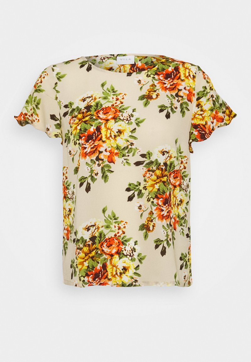 Vila T-shirt print beige