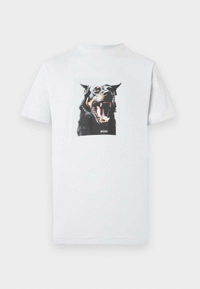 Boss T-shirt print lichtgrijs