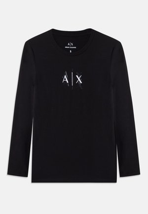 Zwarte longsleeve T-shirt van katoen met een ronde hals en een wit "A|X" logo op de voorkant.