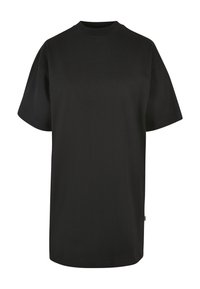 T-shirt noir uni oversize à manches courtes avec col rond, présenté sur fond blanc.