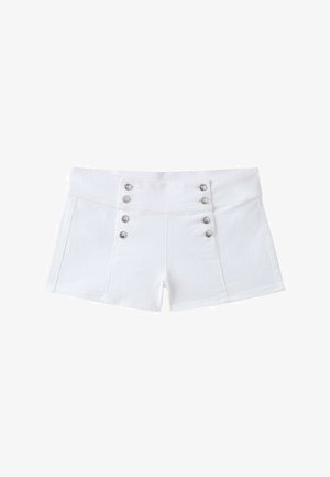 Stradivarius, BUTTON-DETAIL DENIM SHORTS - Short en jean - white