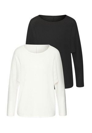 LANGARM - Blouse - creme, schwarz
