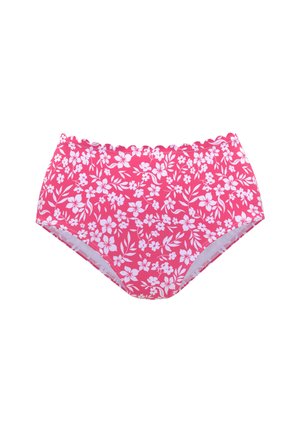 Bikini-Hose - neonpink-weiß