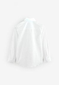 Witte langarmshirt met een stijve kraag, knopenmanchetten en een afgeronde zoom. Gemaakt van gladde stof met een schoon, minimalistisch ontwerp.