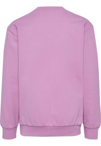 Felpa rosa con maniche lunghe, colletto e polsini a coste. Tessuto morbido, vestibilità ampia e fascia elastica sul fondo.