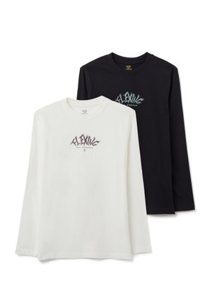 PACK OF TWO WITH GRAPHICS - Maglietta a manica lunga - white black