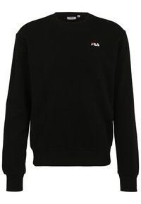Zwarte sweatshirt van katoen, met een ronde halslijn en lange mouwen. Bevat een klein wit en rood FILA-logo op de borst.