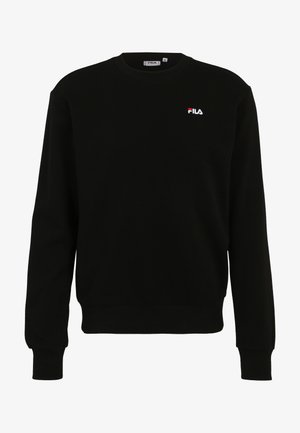 Felpa nera in cotone, con collezione rotonda e maniche lunghe. Include un piccolo logo FILA bianco e rosso sul petto.