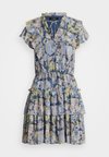 FLORAL RUFFLE TRIM GEORGETTE DRESS - Vestito casual - blue/multi-colored