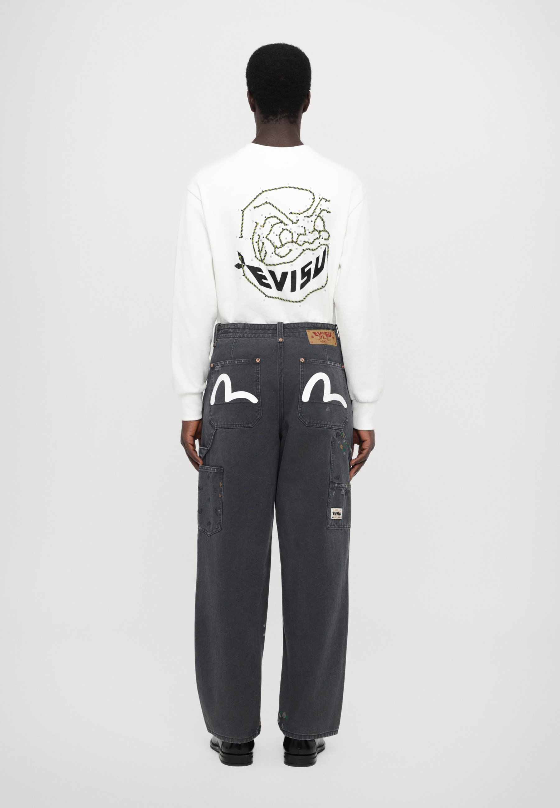 Evisu SEAGULL PRINT PANTS - Relaxed fit jeans - grey - Zalando.co.uk
