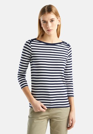 United Colors of Benetton STRIPED 3/4 SLEEVE  - Camiseta estampada - blue