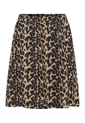 A-Linien-Rock mit elastischem Bund und braun-schwarzem Leopardenmuster.
