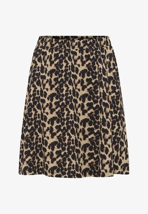 Áčková sukňa s elastickým pásom s hnedo-čiernym leopardím vzorom.