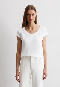 Marc O'Polo - OVERCUT SLEEVES DEEP ROUND NECK - Basic T-shirt - white Thumbnail Image 1