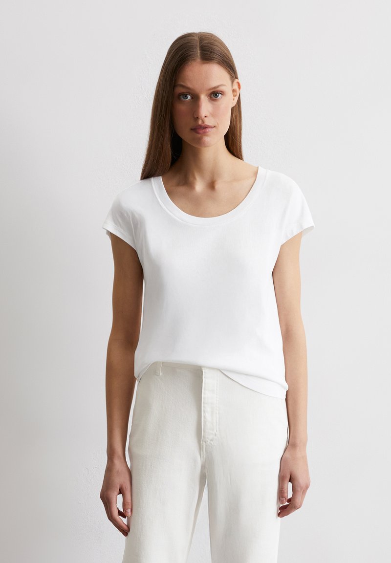 Marc O'Polo - OVERCUT SLEEVES DEEP ROUND NECK - Basic T-shirt - white, Enlarge