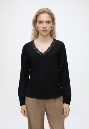 Vero Moda, VMBELLA LACE TOP - Top s dlhým rukávom - black