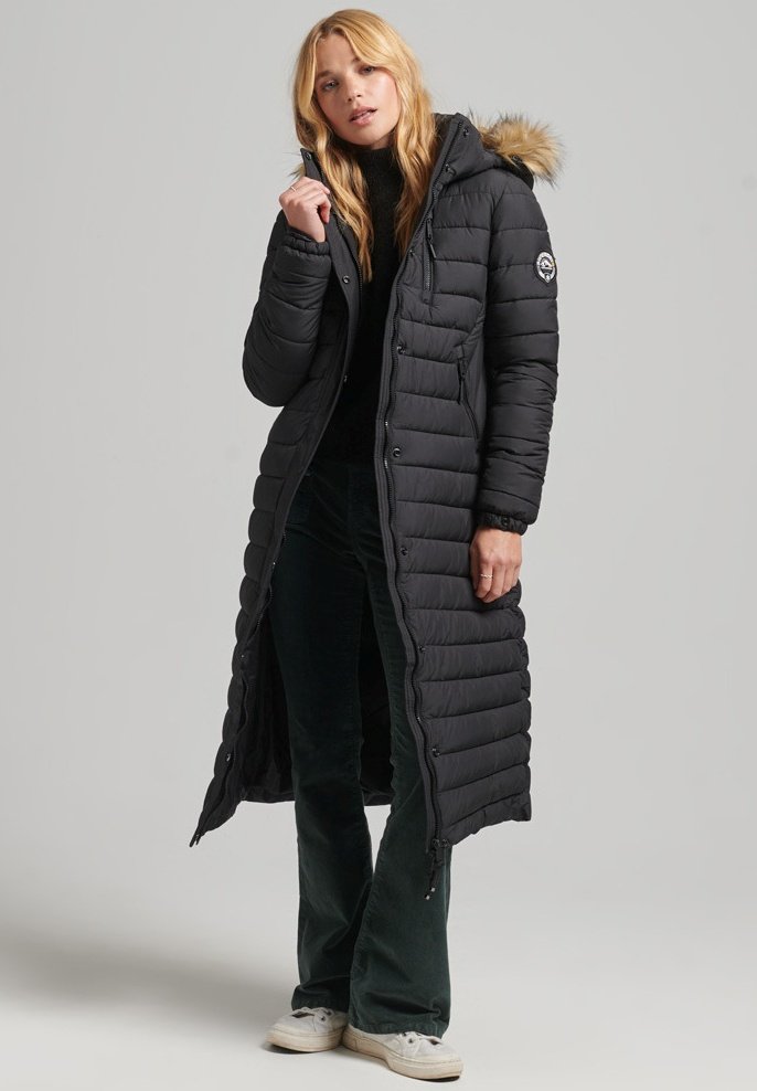 Superdry - LONGLINE PUFFER  - Winter coat - black, Enlarge