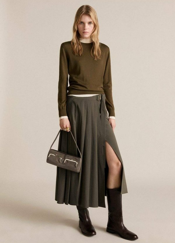 Pleated skirt - khaki2