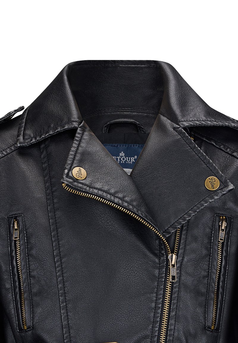 Prada Lederjacke Mit Goldenen Ringen Retour Jeans Kunstlederjacke