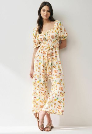 SHORT SLEEVE - Jumpsuit - ecru postcard print