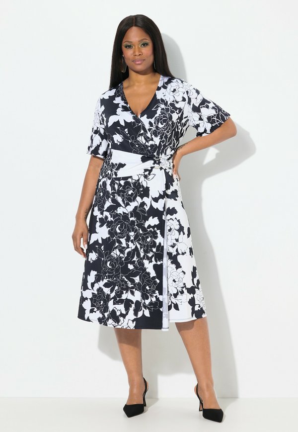 FLORAL WRAP LOOK SHORT SLEEVE  - Freizeitkleid