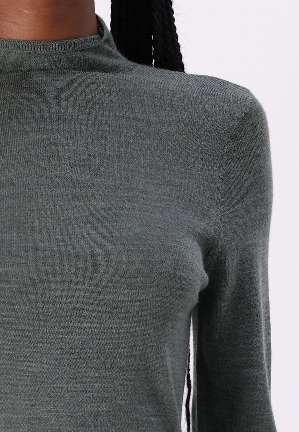 Merino Wool Button Sleeve Mockneck Top - Jumper - pesto2
