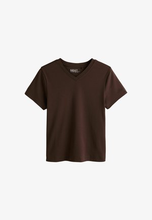 Next, REGULAR FIT - V-NECK FITTED T-SHIRT - T-Shirt basic - chocolate brown