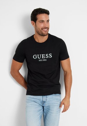 Guess STRETCH FRONTLOGO - T-shirt imprimé - schwarz