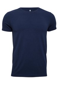 Navy blue short-sleeve t-shirt made from soft fabric, featuring a round neckline and a classic fit, with no visible patterns or accents.